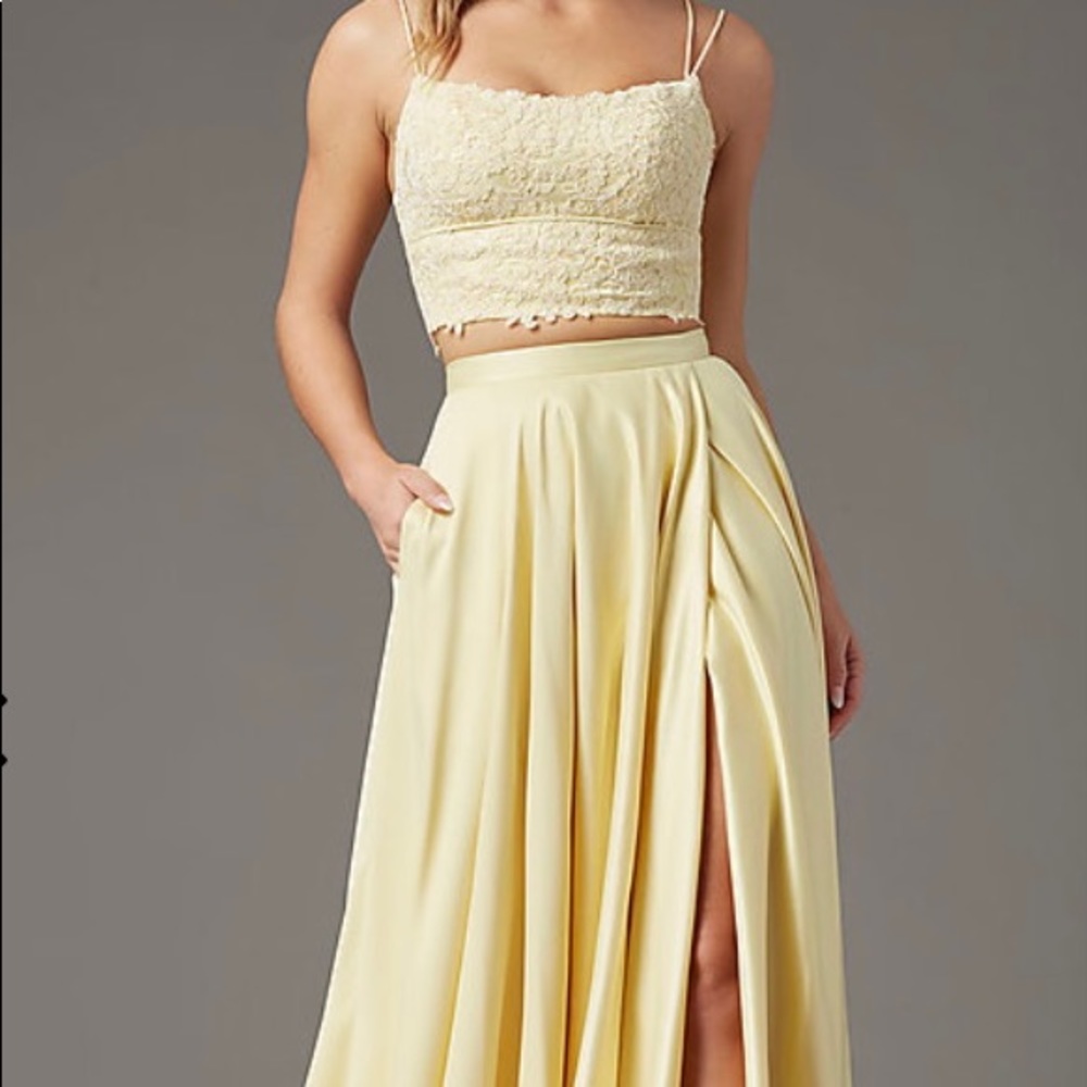 PromGirl Light Yellow Two Piece Prom Dress